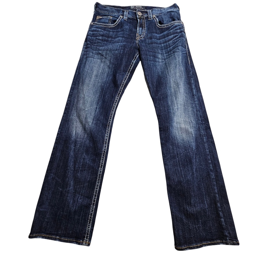 Silver Jeans Co. Zac Jeans Men 32x32 Blue Relaxed Straight Dark Wash M4408SDA495
